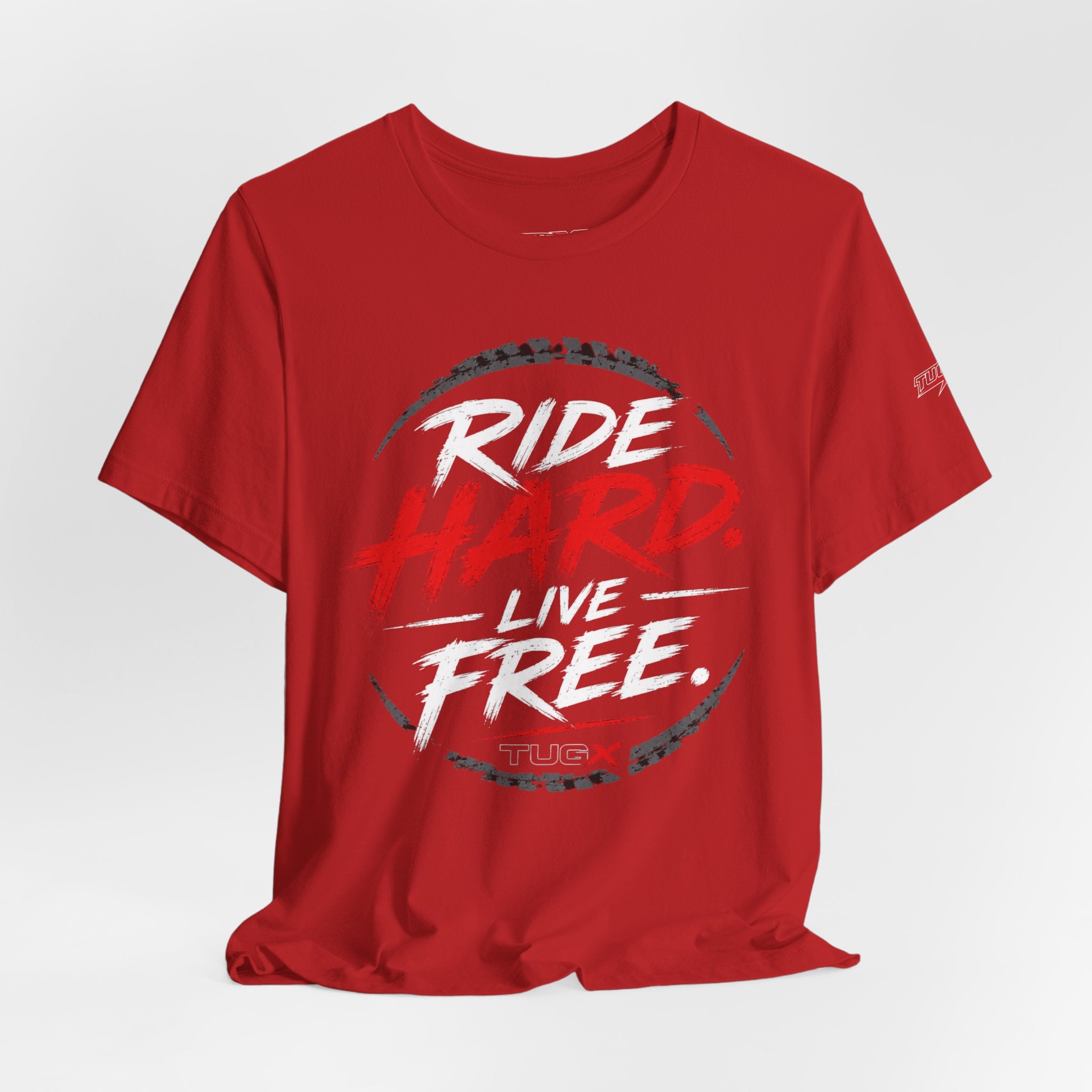 TUGx Unisex Jersey Short Sleeve Tee     „Ride Hard. Live Free.”