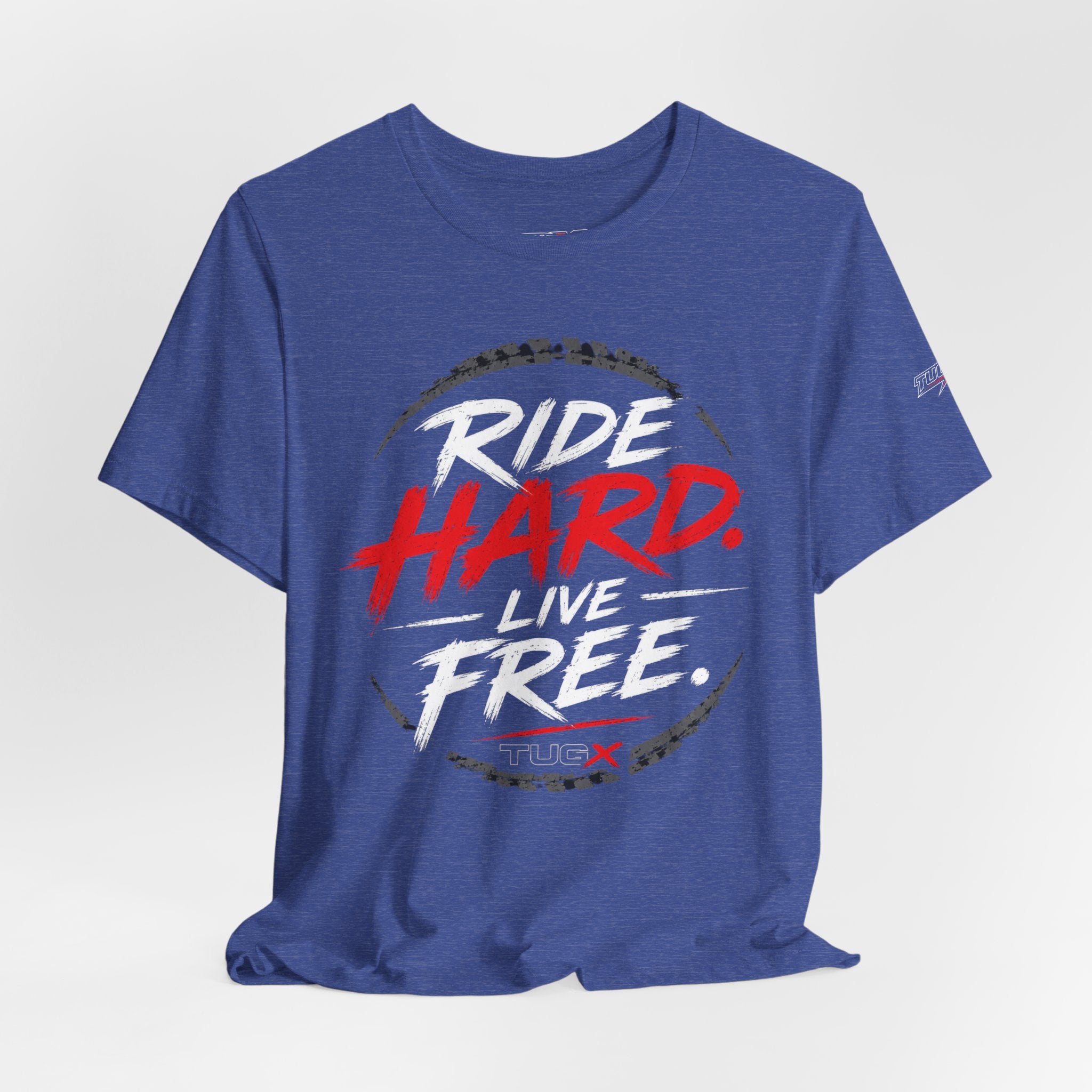 TUGx Unisex Jersey Short Sleeve Tee     „Ride Hard. Live Free.”